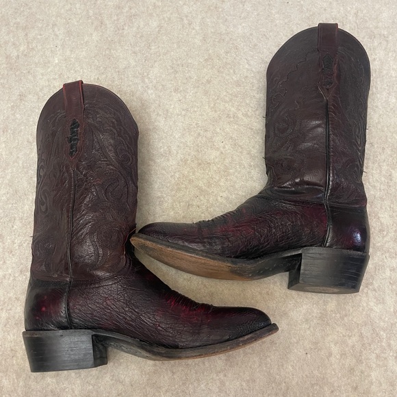 Lucchese 1883 Black Cherry Ostrich Leather Western Cowboy Boots Men’s Size 8.5EE main image 14
